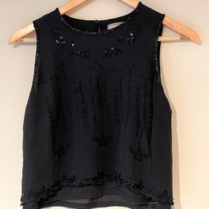Beaded Black Silk Blouse